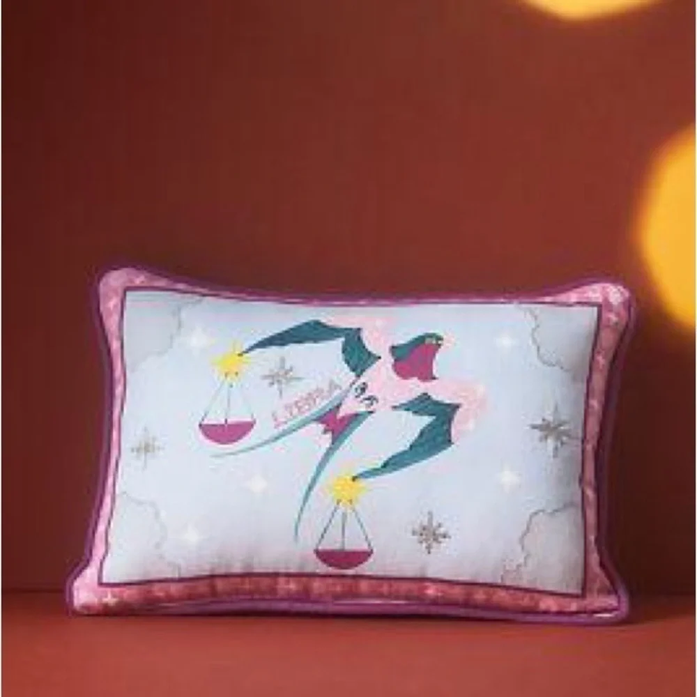 Anthropologie Lou Benesh Libra Virgo Zodiac Decorative Pillow